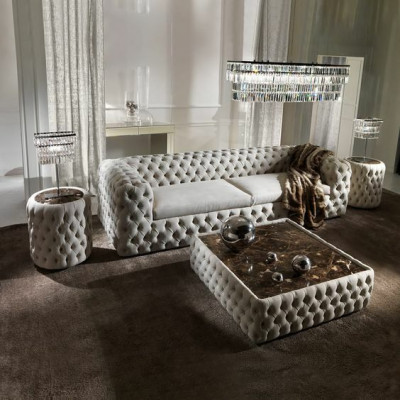 Klassieke driezitsbank Woonkamer Bankstel Bank 3 zits Leren bankstel 240 cm Nieuw