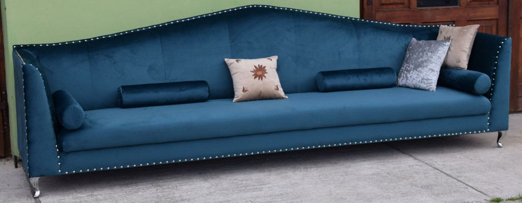 Sofa Bank Bekleding Stof Leder Bank Blauwe Set 5-zits