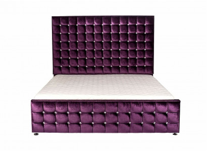 Paars luxe fluweel textielbed dubbele bedden Chesterfield met kristalstenen Nieuw
