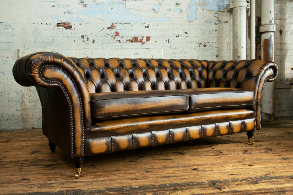 Edler Chesterfield Bruine Driezitter Luxe Gestoffeerde Banken Ontwerpers Sofa's