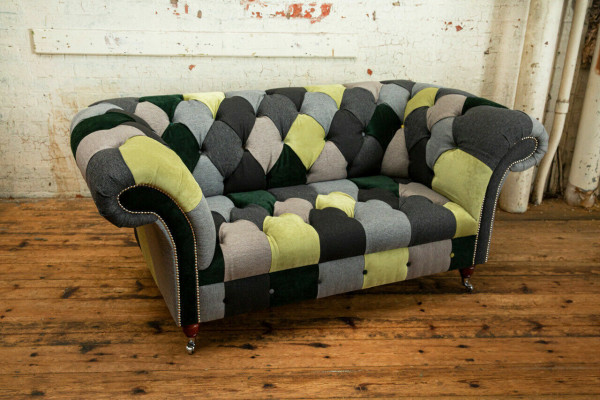 Designer Chesterfield bankstel 2 zits bank gestoffeerde bankstellen stof woonkamer bankstellen