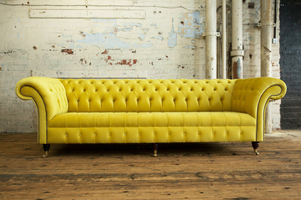 Ontwerp Bank 4 Zits Bekleed Luxe Klassiek Textiel Chesterfield Banken Bank