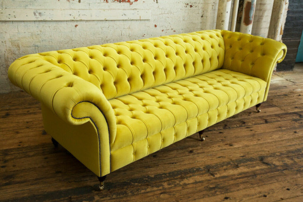Ontwerp Bank 4 Zits Bekleed Luxe Klassiek Textiel Chesterfield Banken Bank