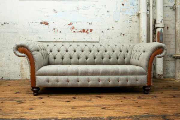 Grijze Chesterfield-driepersoonsbank bekledingsontwerp bank Moderne 3-zitsbank