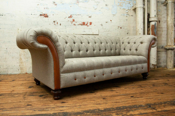 Grijze Chesterfield-driepersoonsbank bekledingsontwerp bank Moderne 3-zitsbank