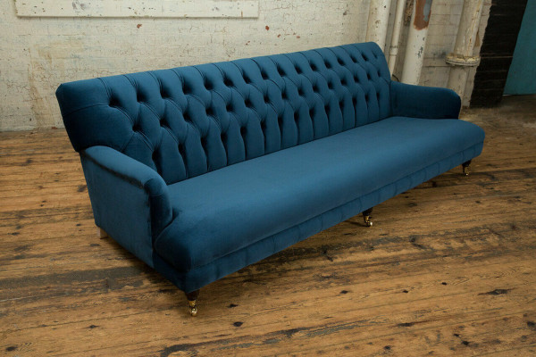 Groot blauw Chesterfield vierzits xxl luxe bank bank gestoffeerde meubels