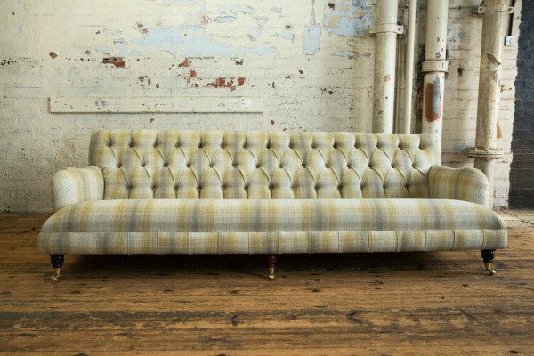 Chesterfield gestoffeerde bankstellen Design textielbank 4-zitsbank Luxe designbank
