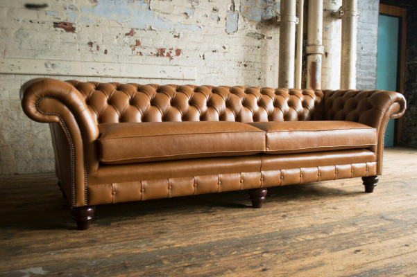 Bruine Chesterfield bank Luxe 4-zits bank Beklede stof Stoel