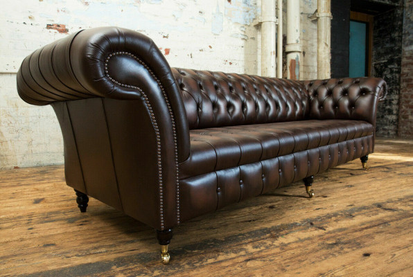 Klassieke Chesterfield leren bekleding luxe bankontwerp bankstellen 4-zits nieuw