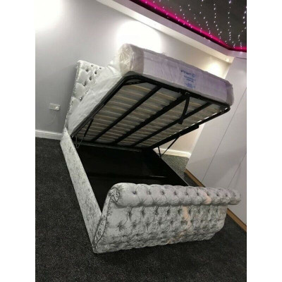 Fluwelen Chesterfield-designbed Klassiek bedframe Gestoffeerde bedden Nieuw