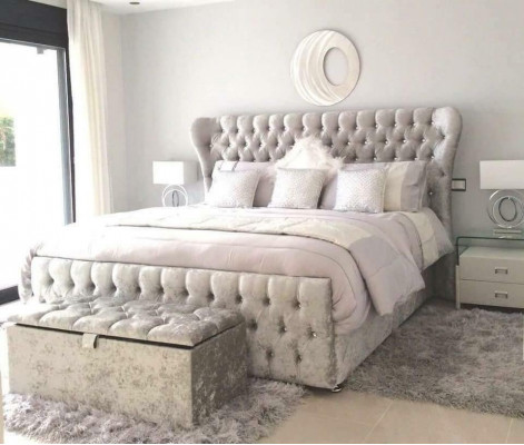Chesterfield Designer Bed Slaapkamer Textiel Lederen Bekleding 140/160/180/200 cm
