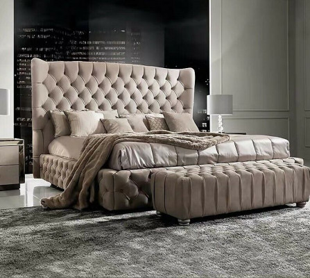 Echt Chesterfield bed Dubbele hotelbedden Stoffen bekleding 160x200cm Nieuw