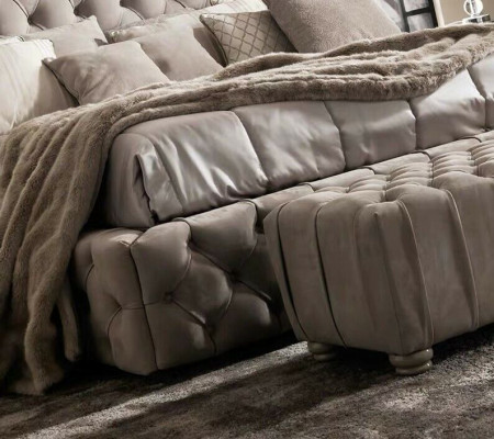 Echt Chesterfield bed Dubbele hotelbedden Stoffen bekleding 160x200cm Nieuw
