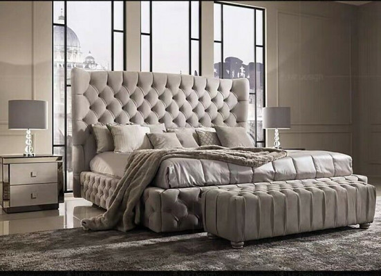 Echt Chesterfield bed Dubbele hotelbedden Stoffen bekleding 160x200cm Nieuw