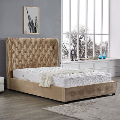 Beige Chesterfield gestoffeerd luxe slaapkamer ontwerp bedden