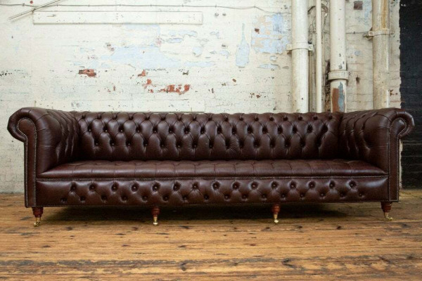 Bruine Chesterfield 4-zits Klassieke Luxe Barok Rococo Bank.