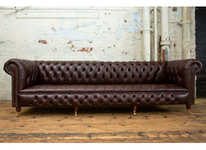 Bruine Chesterfield 4-zits Klassieke Luxe Barok Rococo Bank.