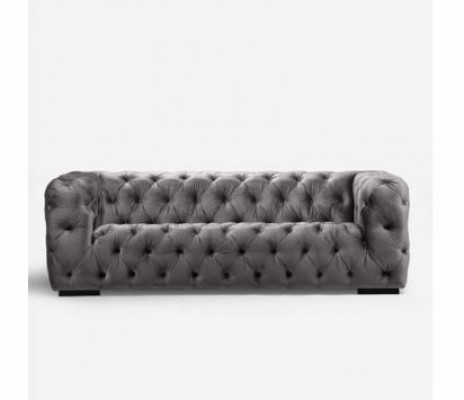 Grijze Chesterfield bank Bank bekleding Stof Leder Bankstel bekleding set