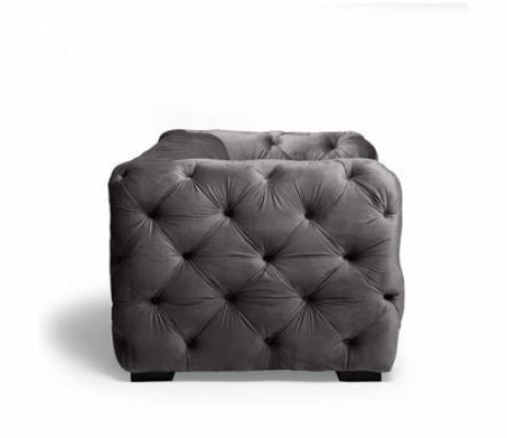 Grijze Chesterfield bank Bank bekleding Stof Leder Bankstel bekleding set