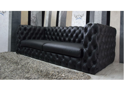 Zwarte Chesterfield 3-zitsbank Bank Designer Luxe Set
