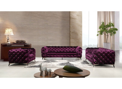 Bank Chesterfield Gevoerde Bank XXL Grote Set Textiel 2+1+1 ontwerper