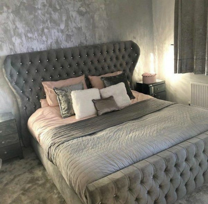 Chesterfield Designer Bed Slaapkamer Textiel Lederen Bekleding 140/160/180/200 cm