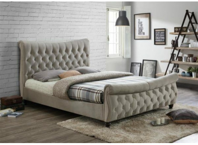 Chesterfield textiel gestoffeerd bed, designer bedden beige, hotel dubbele slaapkamer.   Chesterfield textiel gestoffeerd bed, designer bedden beige, hotel dubbele slaapkamer. 