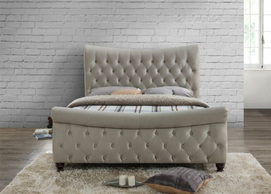 Chesterfield textiel gestoffeerd bed, designer bedden beige, hotel dubbele slaapkamer.   Chesterfield textiel gestoffeerd bed, designer bedden beige, hotel dubbele slaapkamer. 