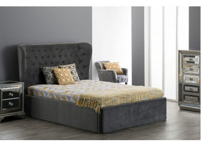 Chesterfield Design Bed 180x200cm Grijze Slaapkamer Bedden Hotel Bekleding Luxe