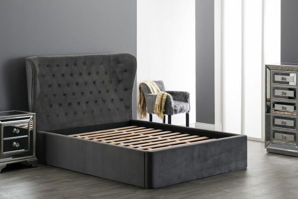 Chesterfield Design Bed 180x200cm Grijze Slaapkamer Bedden Hotel Bekleding Luxe