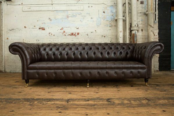 Bruine Chesterfield bank gestoffeerde 4-zitter designer woonkamer bankstellen