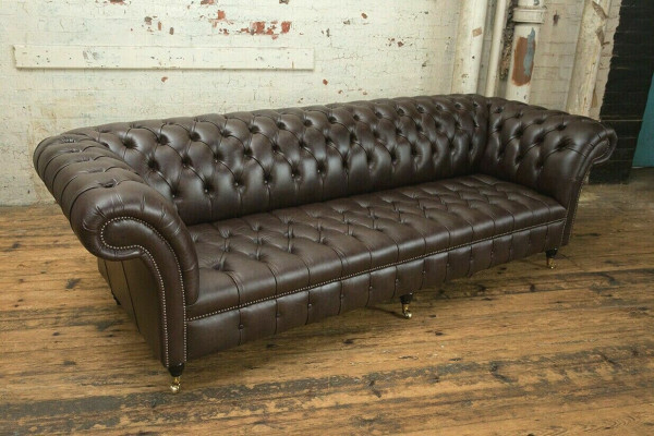 Bruine Chesterfield bank gestoffeerde 4-zitter designer woonkamer bankstellen