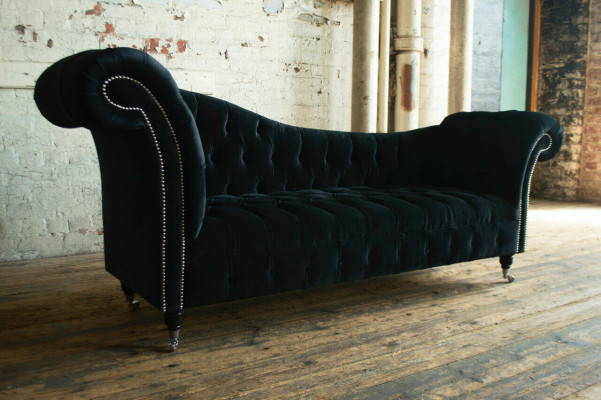 Chesterfield driezitsbank gestoffeerde designbank 3-zitsbank kamer zwart