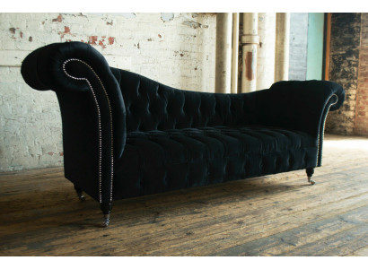 Chesterfield driezitsbank gestoffeerde designbank 3-zitsbank kamer zwart