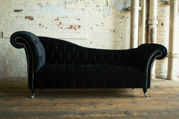 Chesterfield driezitsbank gestoffeerde designbank 3-zitsbank kamer zwart