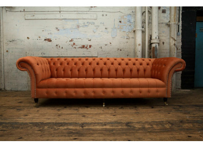 Bank Bekleding Chesterfield Textiel Bankstellen Ontwerp Luxe Leren Bankstellen 4-zits 265cm