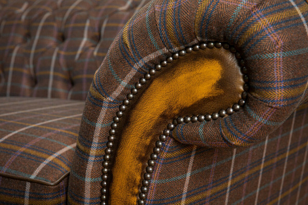 Klassiek Designer Bruine Bank Driezitsbank Chesterfield Stijl Moderne Bank