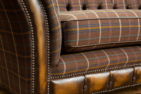 Klassiek Designer Bruine Bank Driezitsbank Chesterfield Stijl Moderne Bank