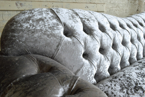 Klassieke Chesterfield bank 4-zitsbank Sofa Banken Fluweel Leder Ontwerp Grijs 240cm