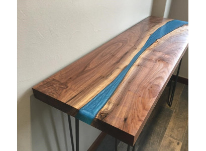 Console tafel Sideboard Echt hout Ontwerp tafel Epoxyhars Waterval Rivier