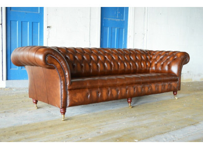 Chesterfield 4-zits gestoffeerde bank Moderne stijl Lederen stoffen bank Banken van leer