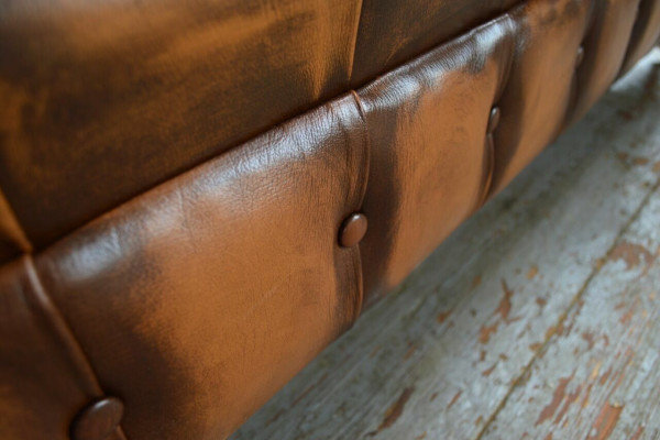 Chesterfield 4-zits gestoffeerde bank Moderne stijl Lederen stoffen bank Banken van leer