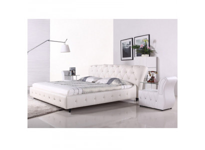 Wit gestoffeerd designer Chesterfield bed slaapkamer textiel meubels