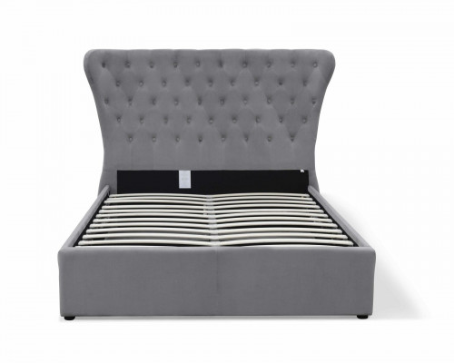 Grijze Chesterfield tweepersoonsbed luxueuze bedden ontwerper slaapkamerbed