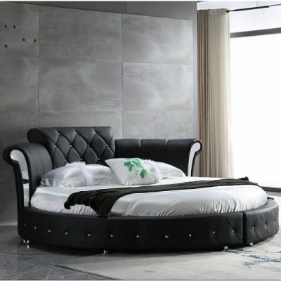 Luxueus Chesterfield bed ontwerp Ronde bekleding Klassiek rond bed Leer Fluweel