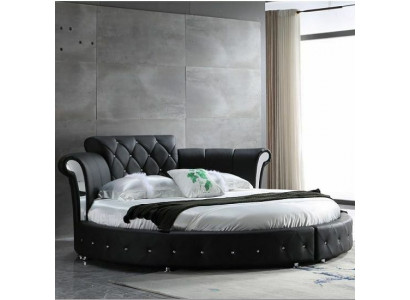 Luxueus Chesterfield bed ontwerp Ronde bekleding Klassiek rond bed Leer Fluweel