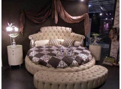 Rond bed Rond design bedden Lederen dubbel Hotel Luxe frame