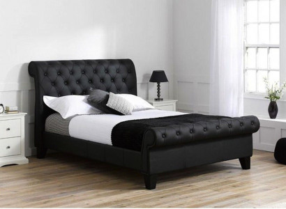 Zwarte Chesterfield Hotel Tweepersoonsbed Slaapkamer Meubels Luxebekleding