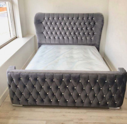 Chesterfield Hotel Dubbel Leren Bed Slaapkamer Gestoffeerde Luxe Bedden 160x200cm