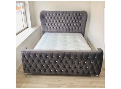 Chesterfield Design Bed Textile Leather Velvet Upholstered Hotel Beds Bedroom